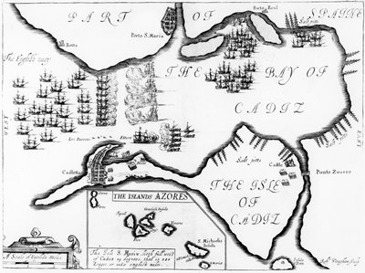 The Capture of Cádiz in 1596 by English School